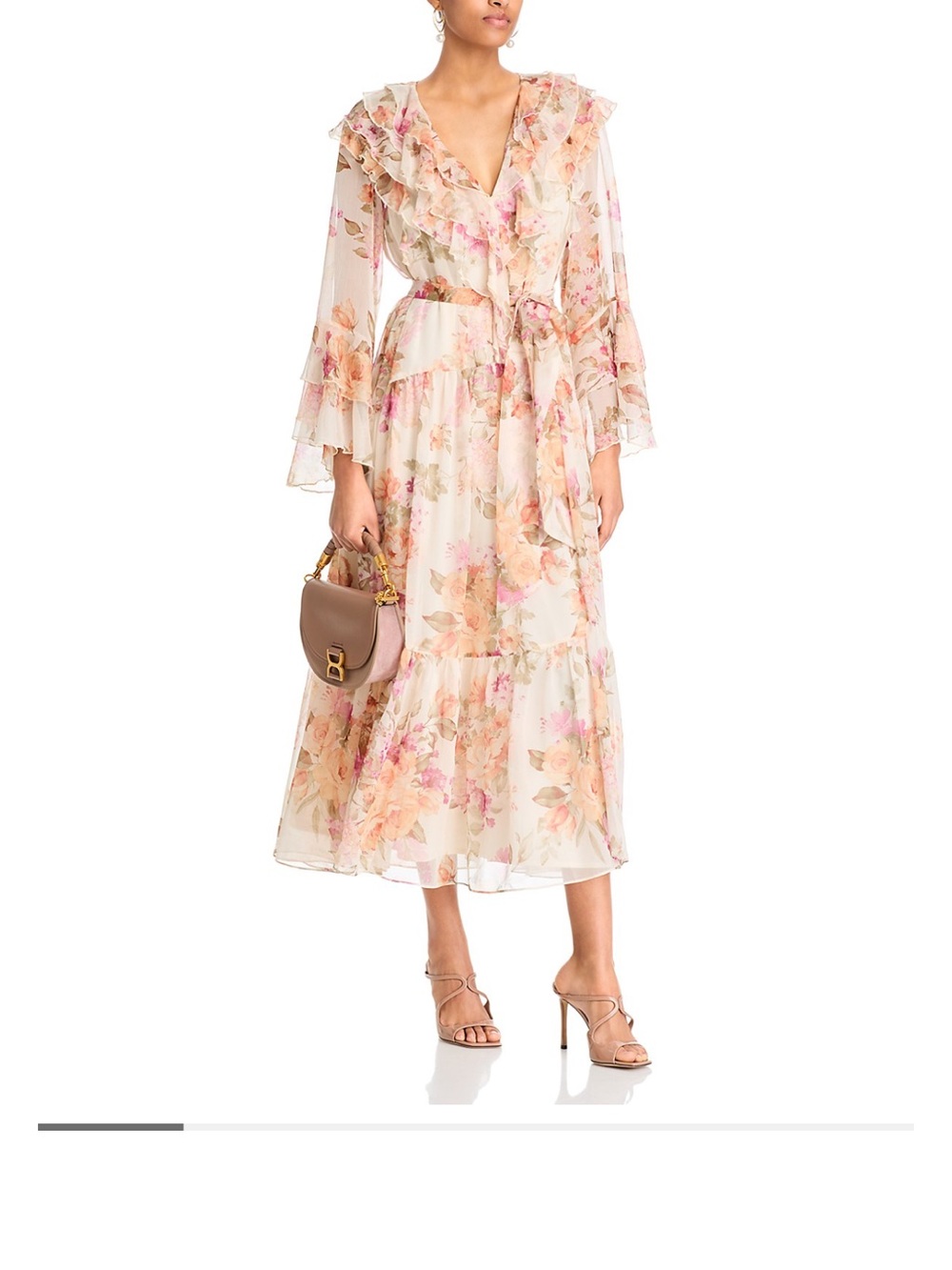 AQUA - Floral Ruffle Maxi Dress